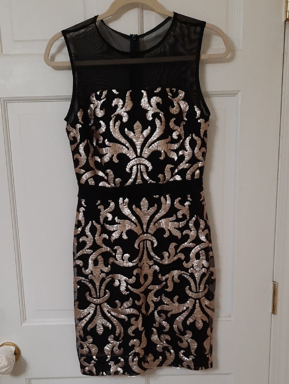 The Limited Black Dress with Rose Gold Sequin Damask Overlay